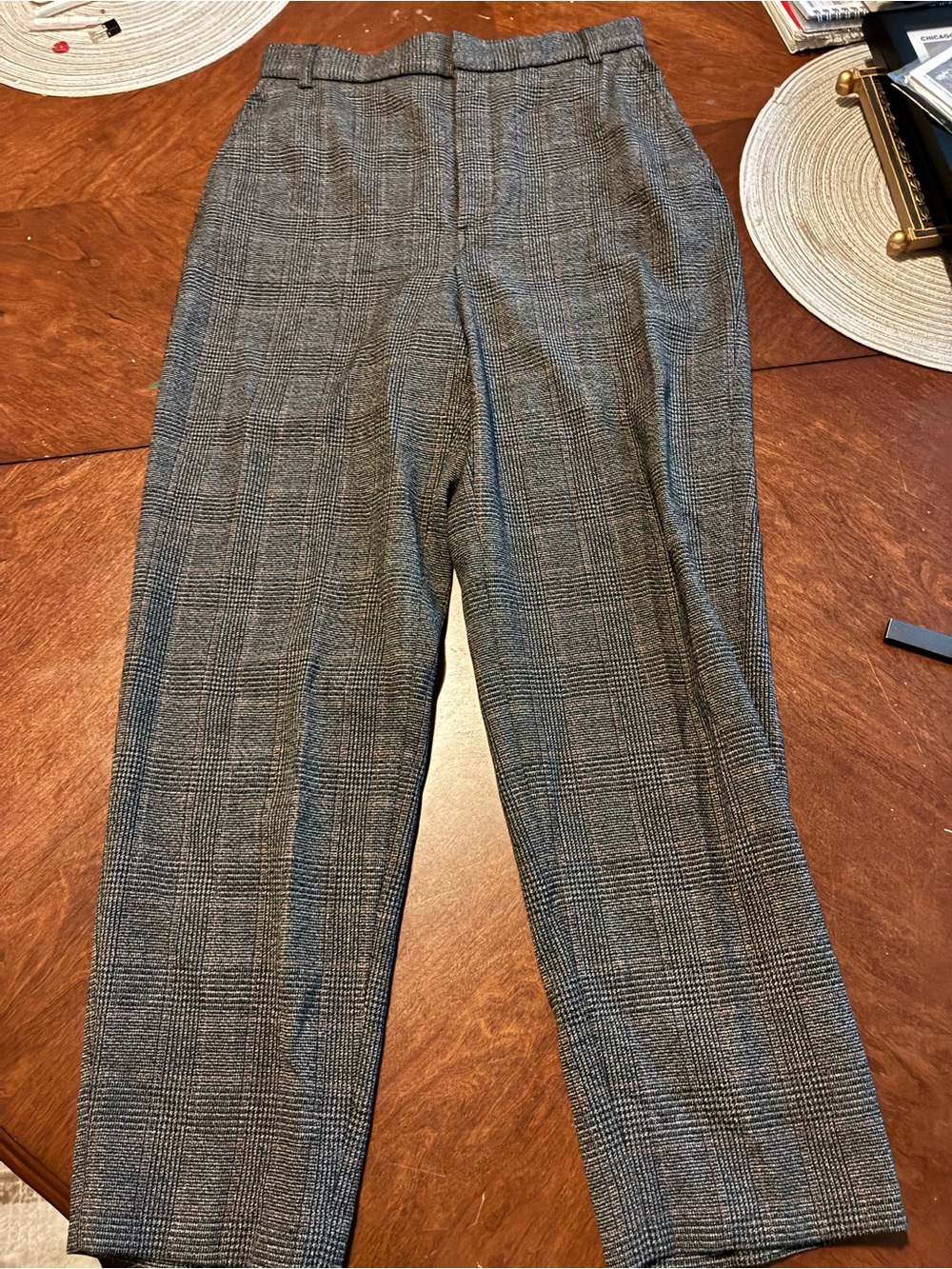 Zara Black and Gray Glen Plaid Dress Pants